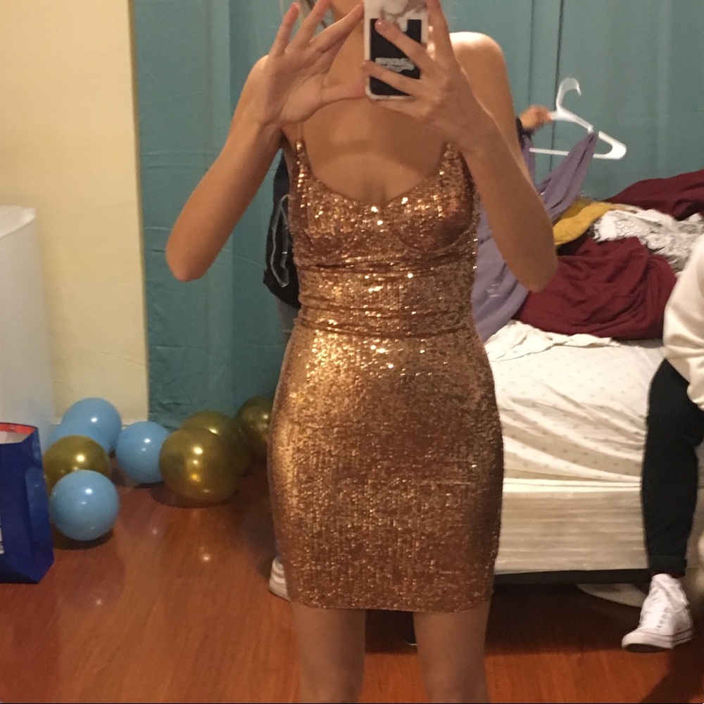 Copper/Gold Fashion Nova Sparkly Dress